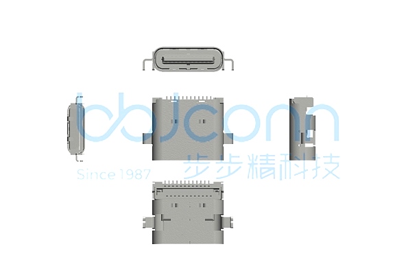 TYPE-C 24P 母座 四腳插 沉板1.0 L=7.90 CH=0.58 雙排SMT