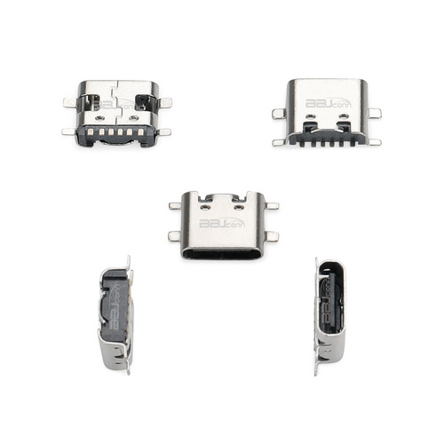 TYPE-C 6PIN　母座板上四腳全貼L=6.8--（UC.01.23-1B-0001）_調(diào)整大小